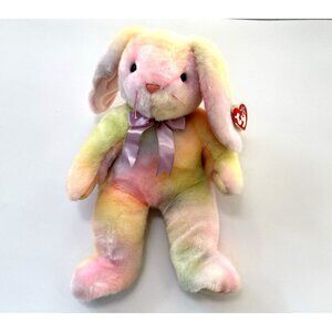 Bunny Rabbit Pastel Tie Dye 1999 Hippie Floppy Ears 14" Vtg TY Beanie Buddy